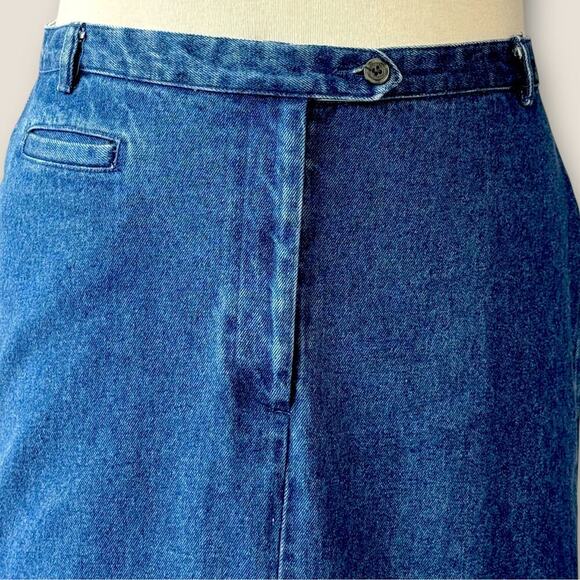 Mountain Lake Vintage 80s Denim Straight Pencil Blue Jean Maxi Skirt Size XL/16 - Picture 4 of 13